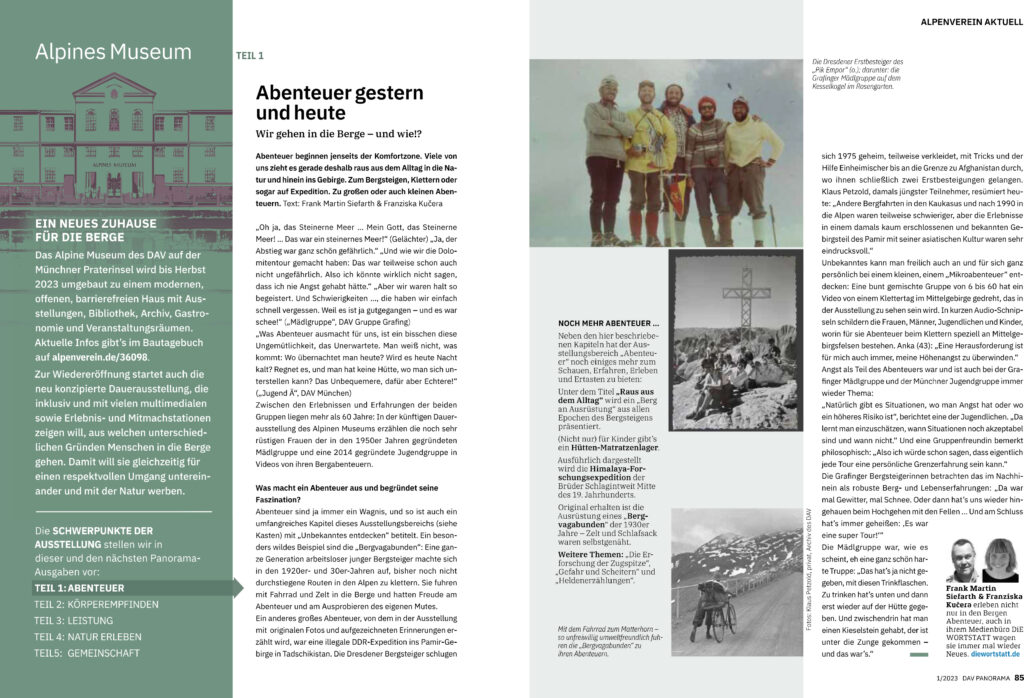 PDF-Doppelseite zum ersten Kapitel der neuen Dauerausstellung im Alpinen Museum